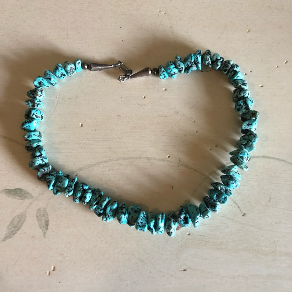 Raw turquoise bead necklace